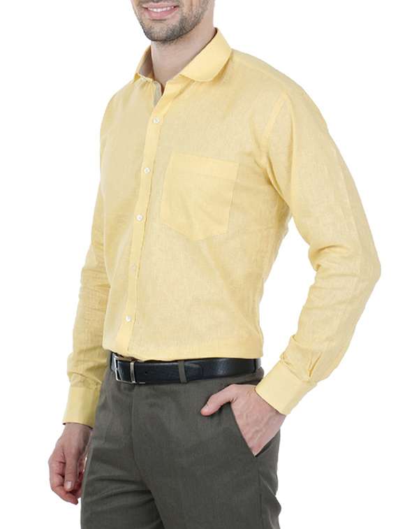 yellow cotton formal shirt - 13941288 -  Standard Image - 1