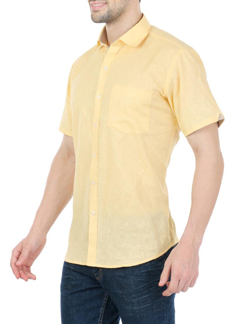yellow cotton blend casual shirt - 13941294 - Standard Image - 1