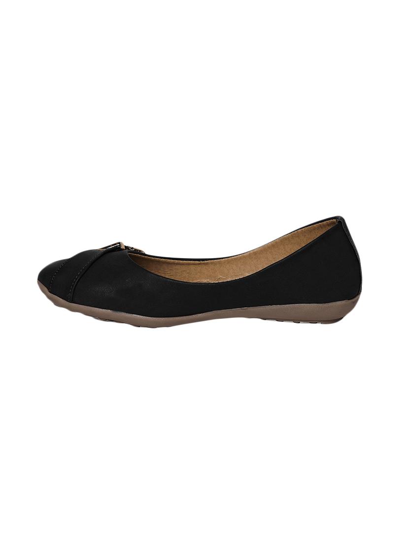 black faux leather slip on ballerina - 13942065 - Standard Image - 1