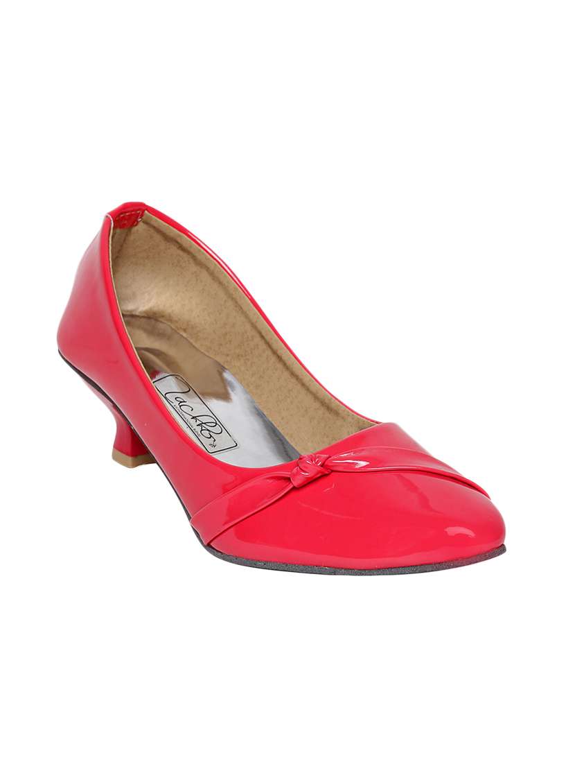red patent leather slip on pumps
