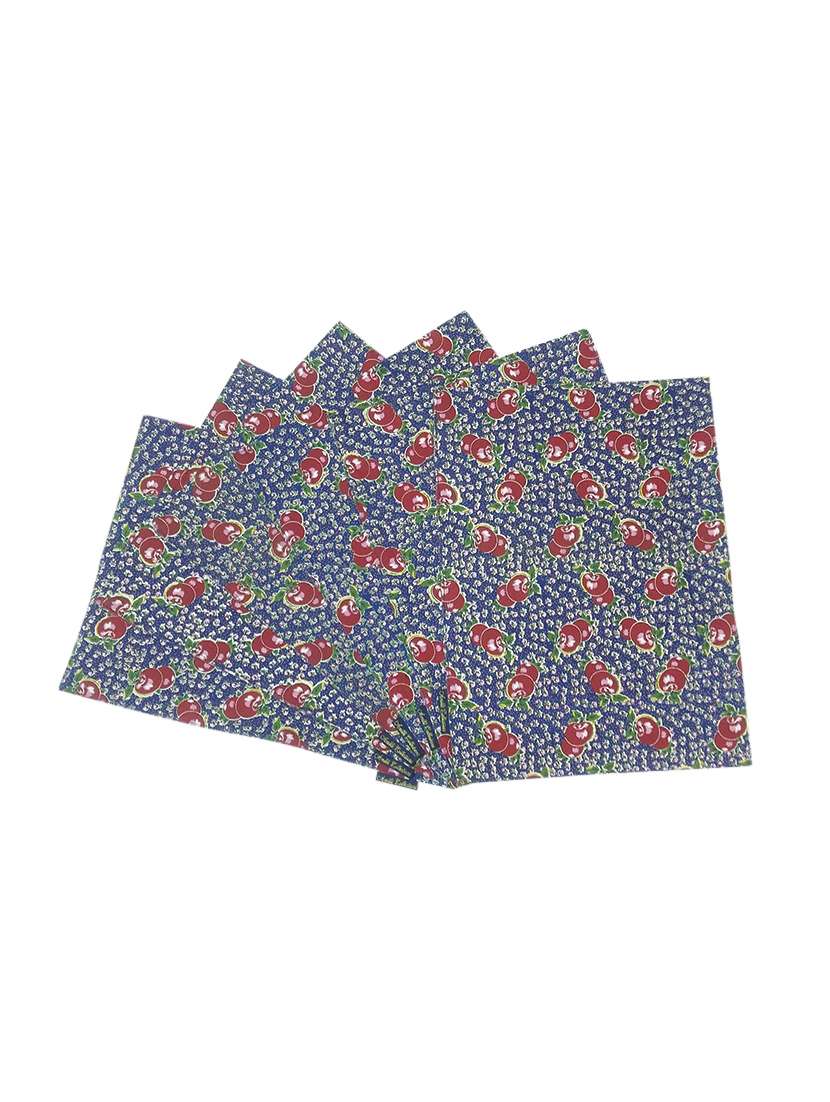 blue printed cotton set of 6 table mat