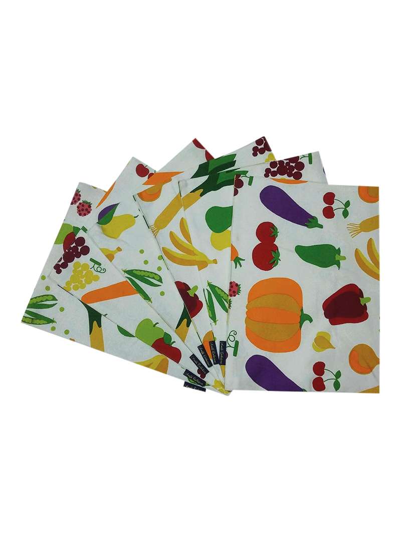 white printed cotton set of 6 table mat