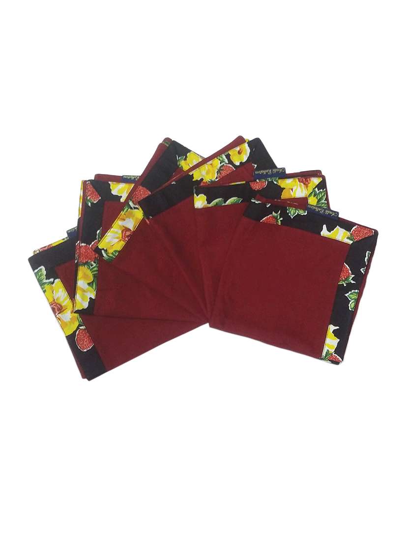 black floral printed cotton set of 6 table mat - 13946247 -  Standard Image - 1