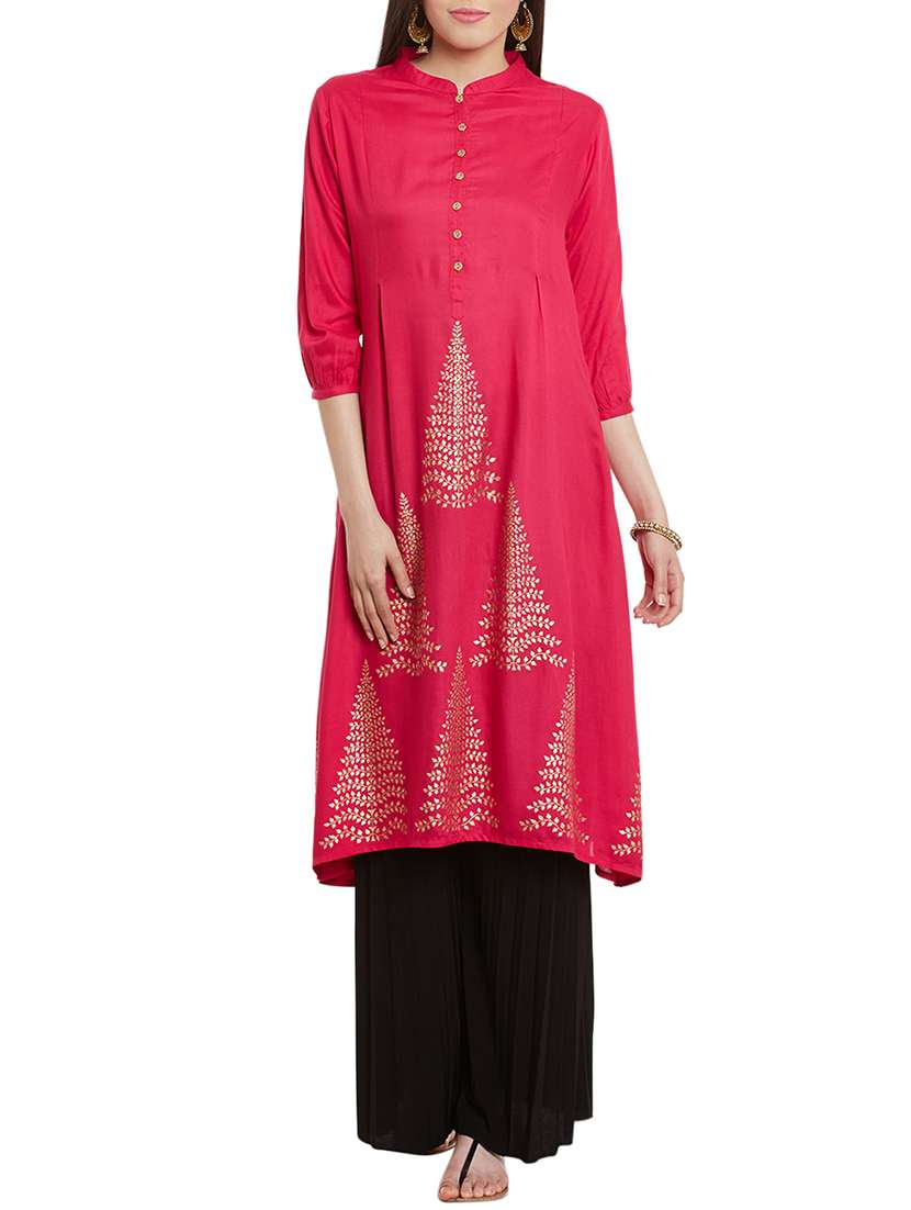 pink rayon aline kurta