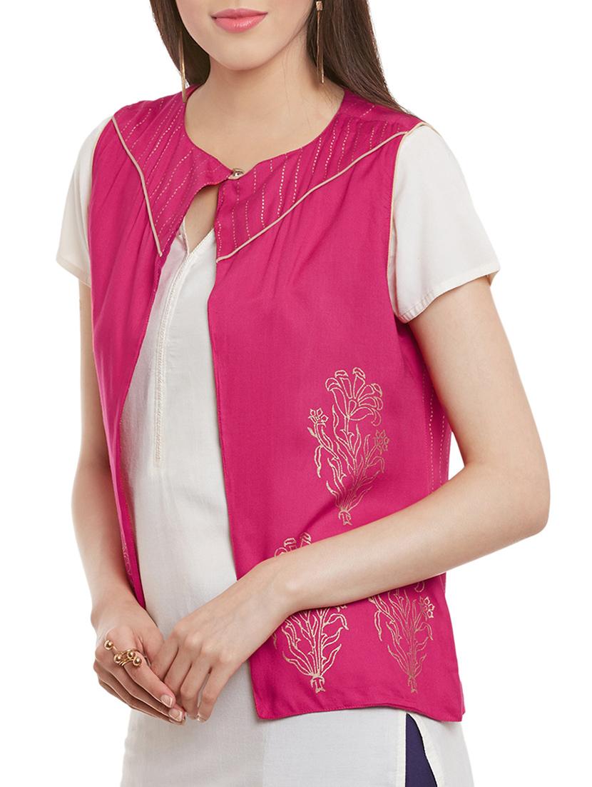 pink cotton printed jacket - 13947164 - Standard Image - 1