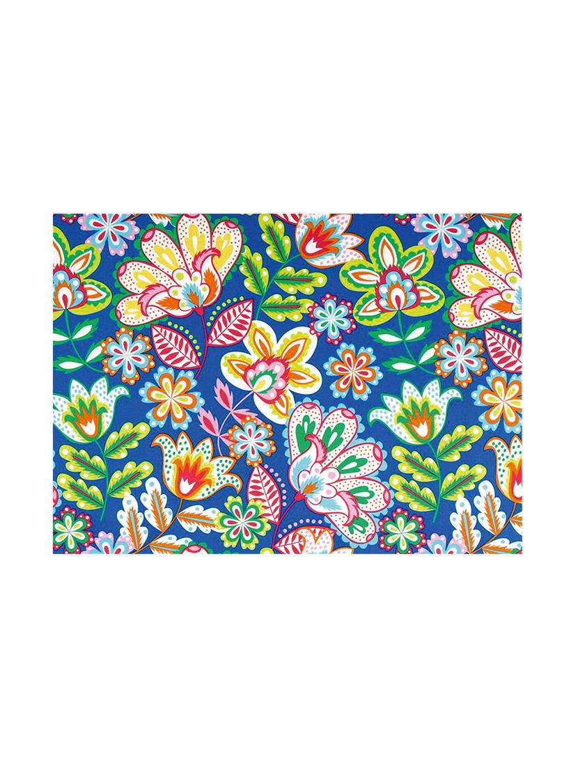 blue polyester floral printed set of 6 table mat - 13947739 - Standard Image - 1