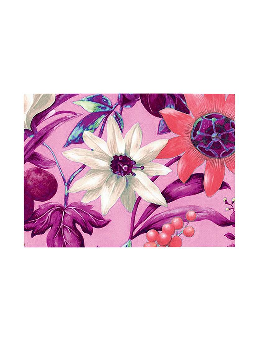 pink polyester floral printed set of 6 table mat - 13947741 -  Standard Image - 1