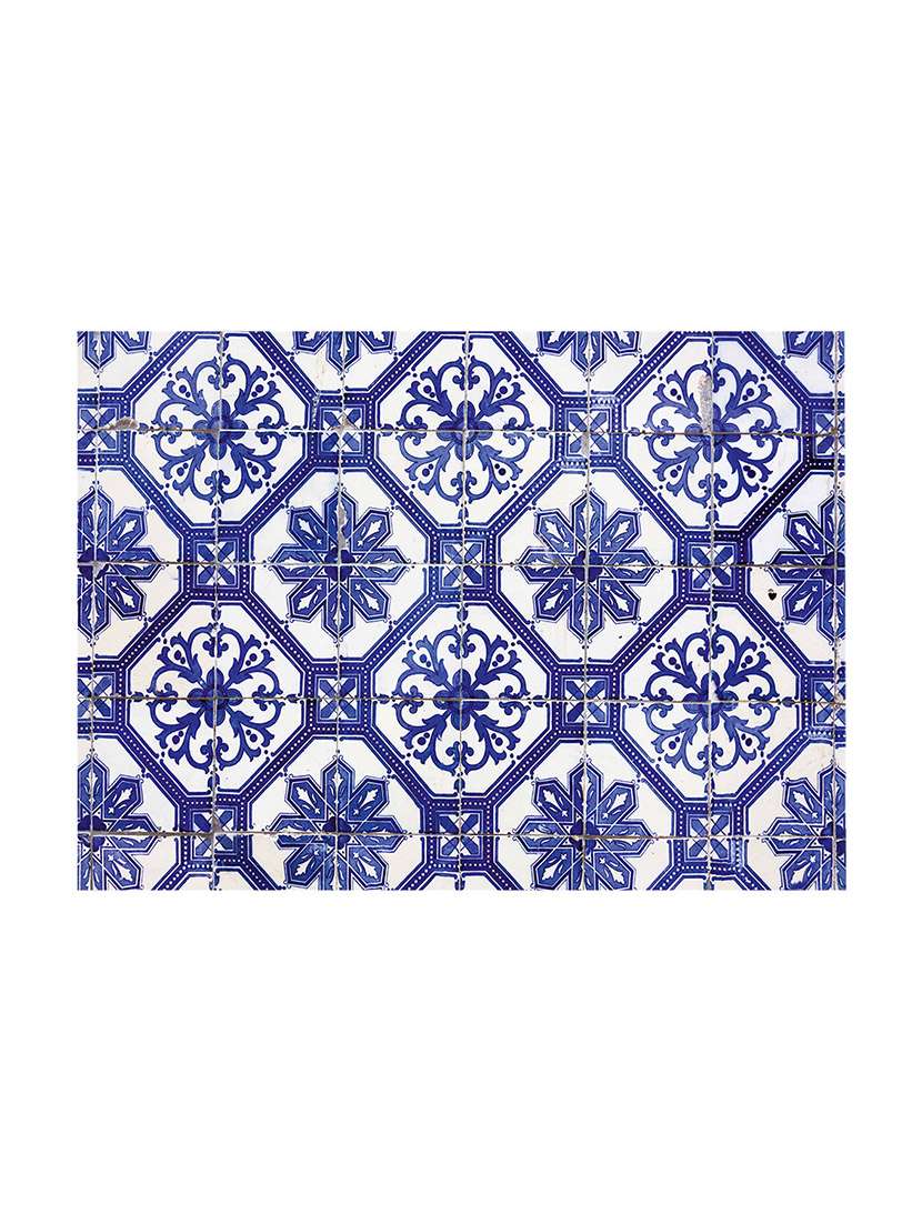 blue polyester printed set of 6 table mat - 13947744 -  Standard Image - 1