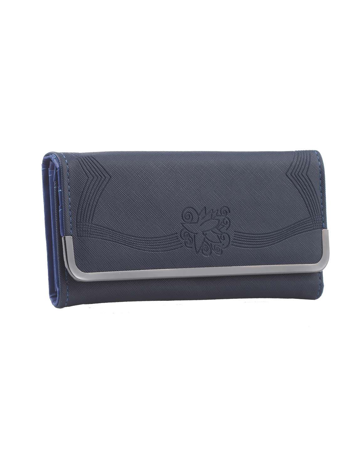 blue leatherette clutch