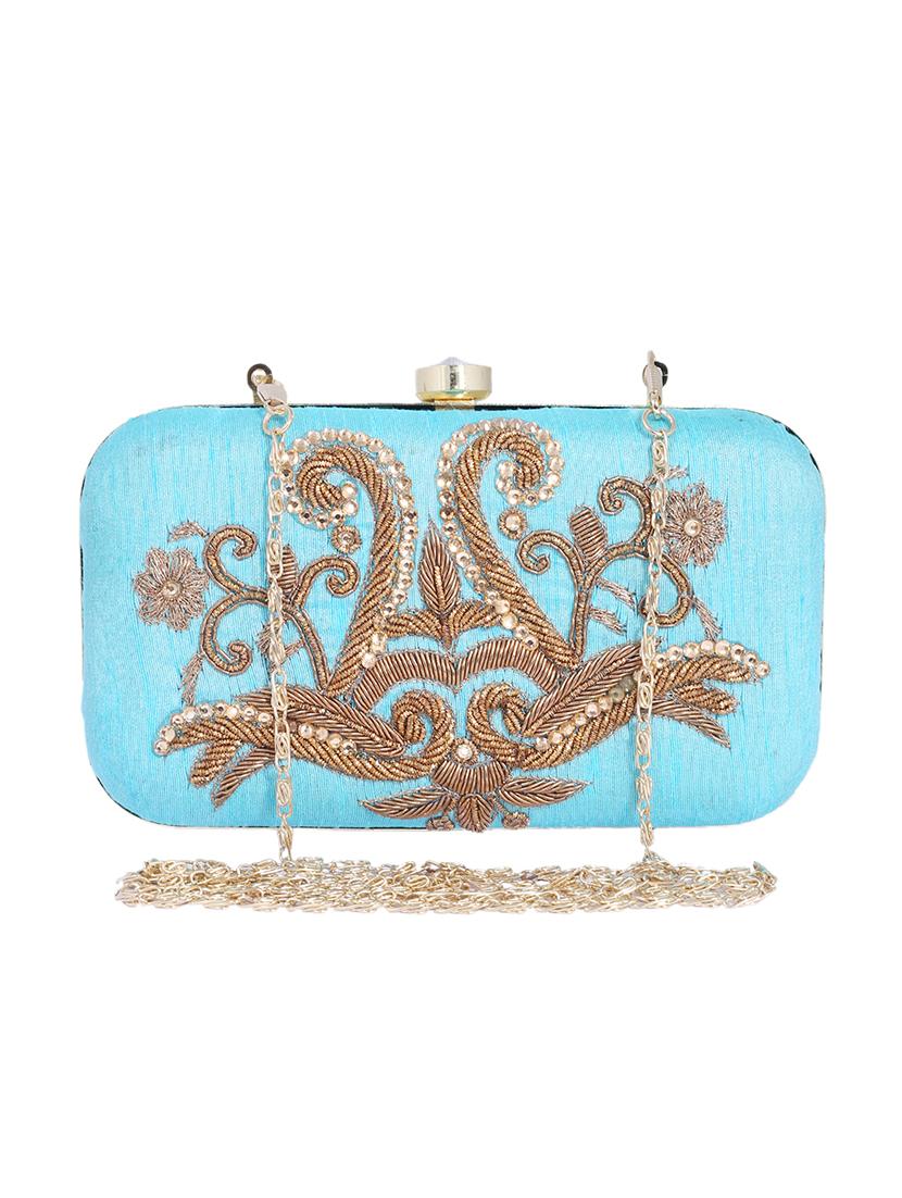blue metal structured clutch - 13949079 -  Zoom Image - 0