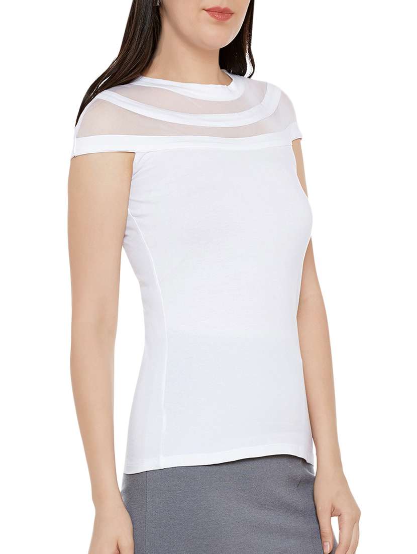 sheer detail cape sleeved top - 13950805 -  Standard Image - 1