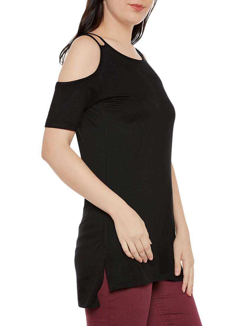 black cotton asymmetric tunic - 13950815 -  Standard Image - 1