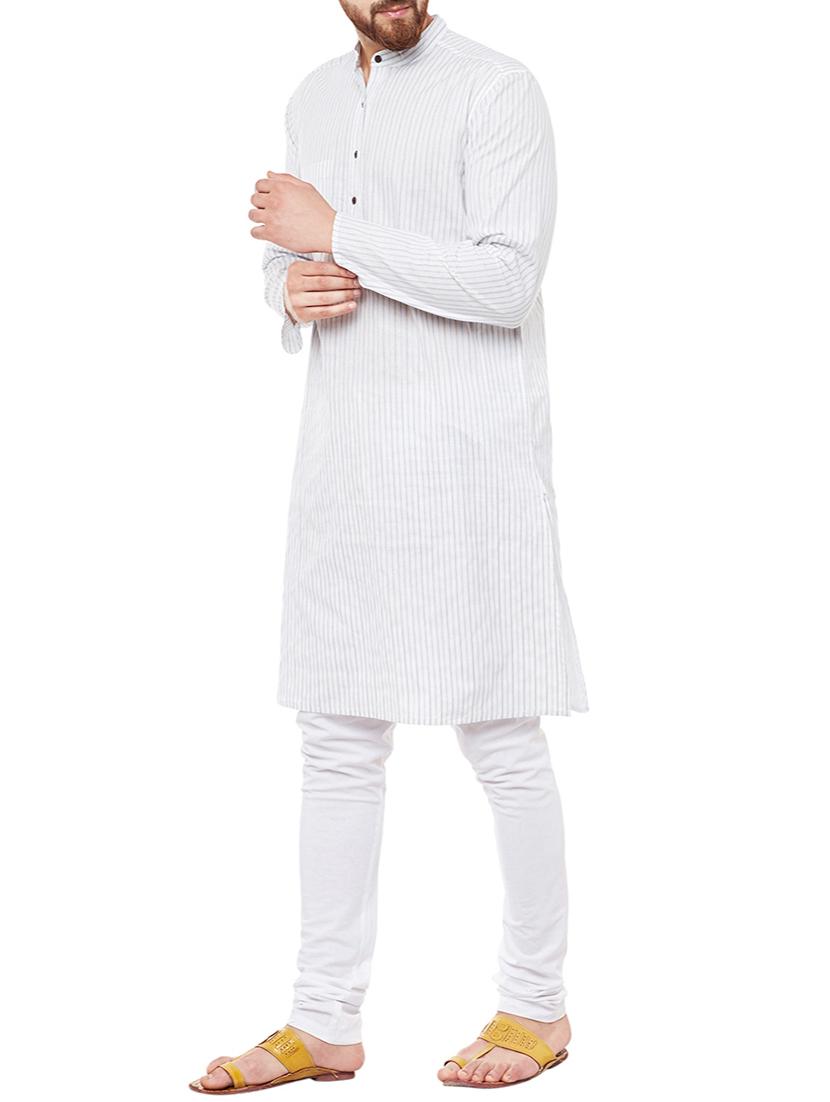 white cotton long kurta - 13953422 - Standard Image - 1