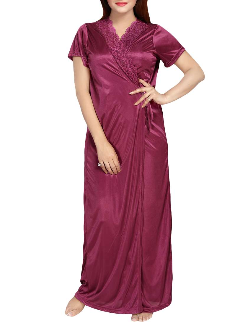 purple solid gown with robe set - 13956961 -  Standard Image - 1
