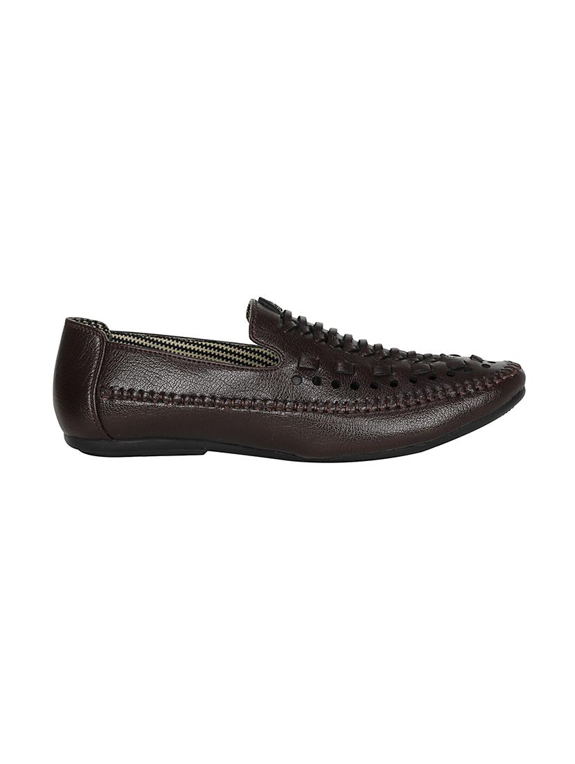 brown leatherette slip on loafer - 13959874 -  Standard Image - 1