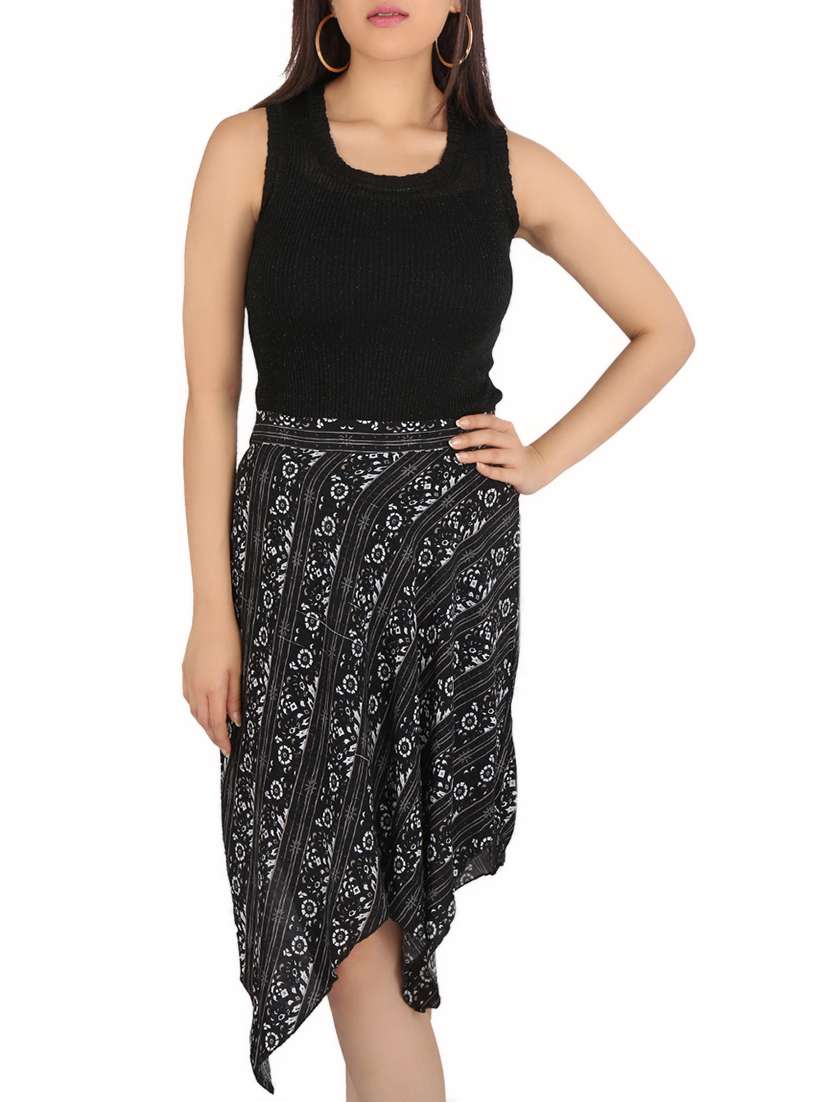 black viscose asymmetric skirts - 13959947 -  Standard Image - 1