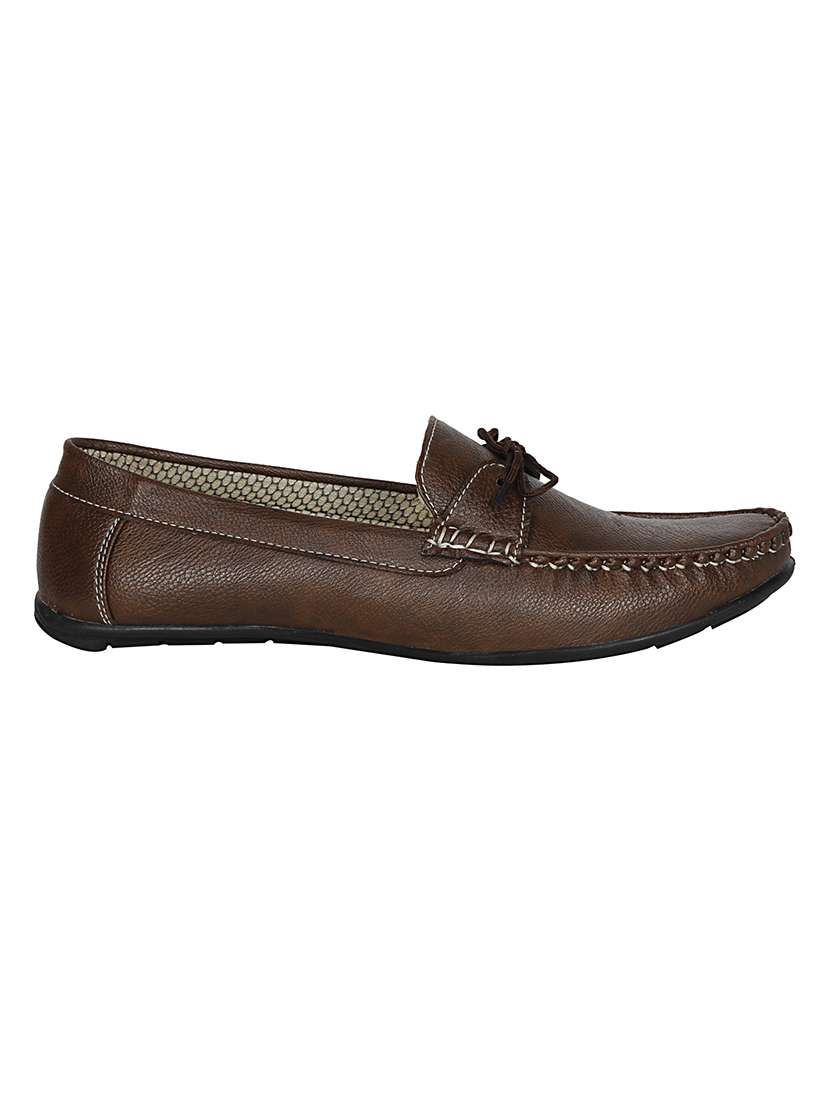 brown leatherette slip on moccasin - 13960099 -  Standard Image - 1