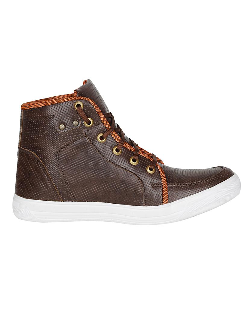 brown leatherette lace up sneaker - 13960102 -  Standard Image - 1
