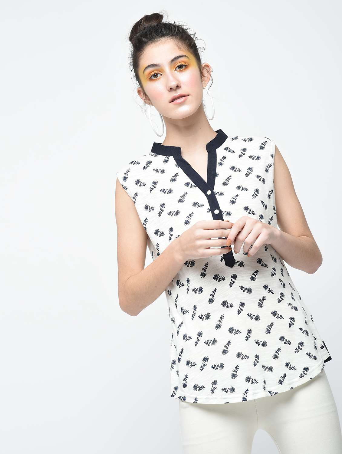 white cotton casual top