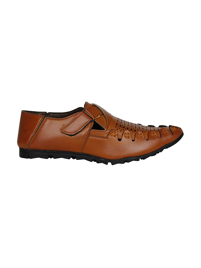 tan leather slip on sandal - 13961005 -  Standard Image - 1