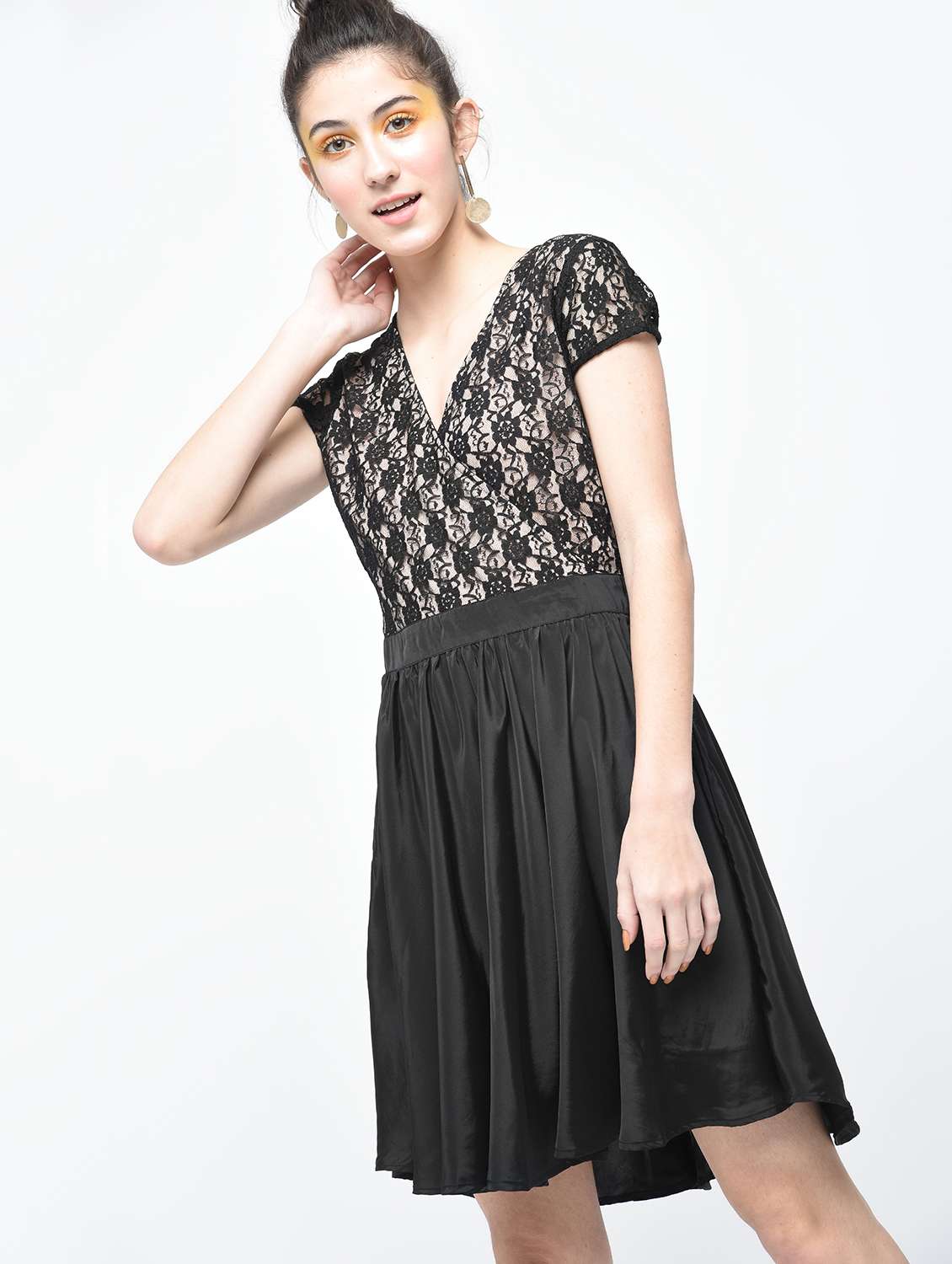 floral laced flared dress