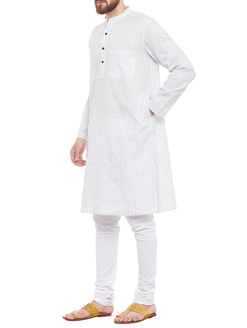 white cotton long kurta - 13968106 - Standard Image - 1