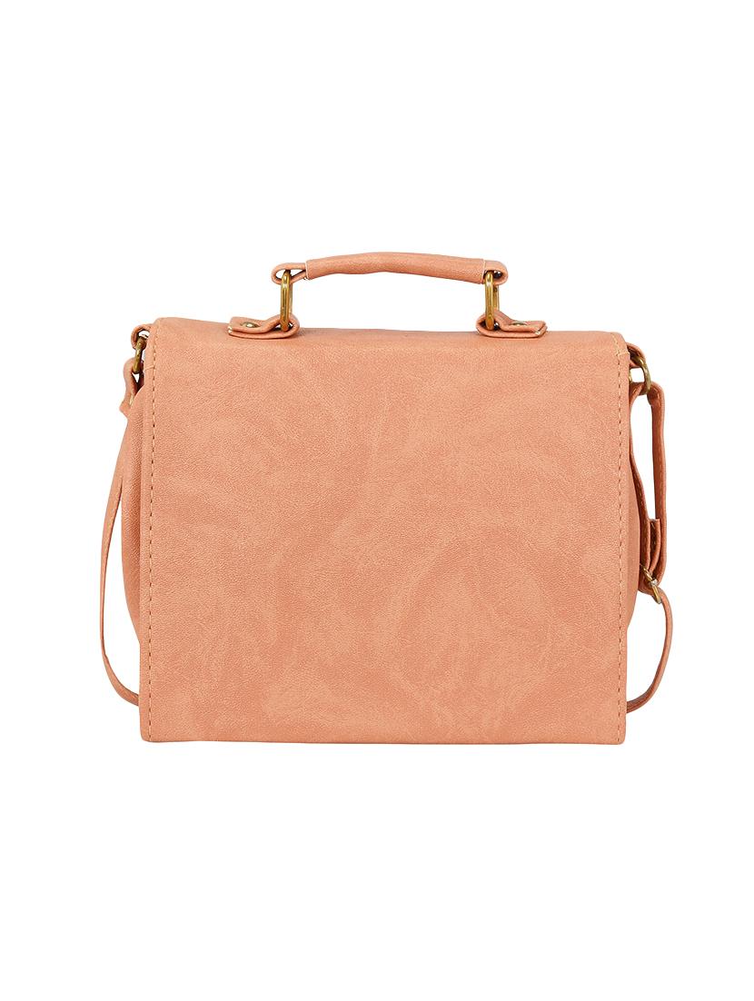peach leatherette regular sling bag - 13968337 - Standard Image - 1