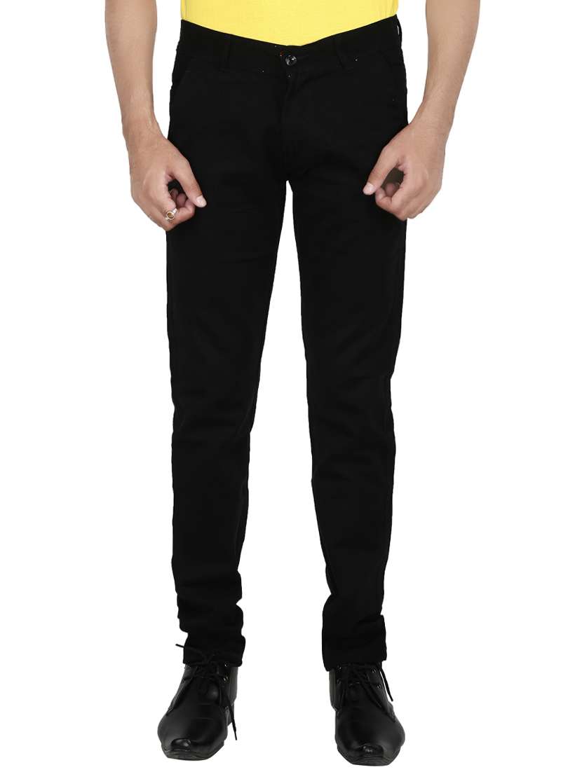 black cotton chinos casual trousers