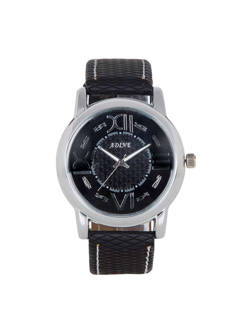 adine black round dial catchy watch