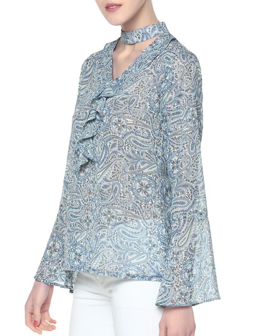 blue paisley printed ruffle top - 13973641 -  Standard Image - 1