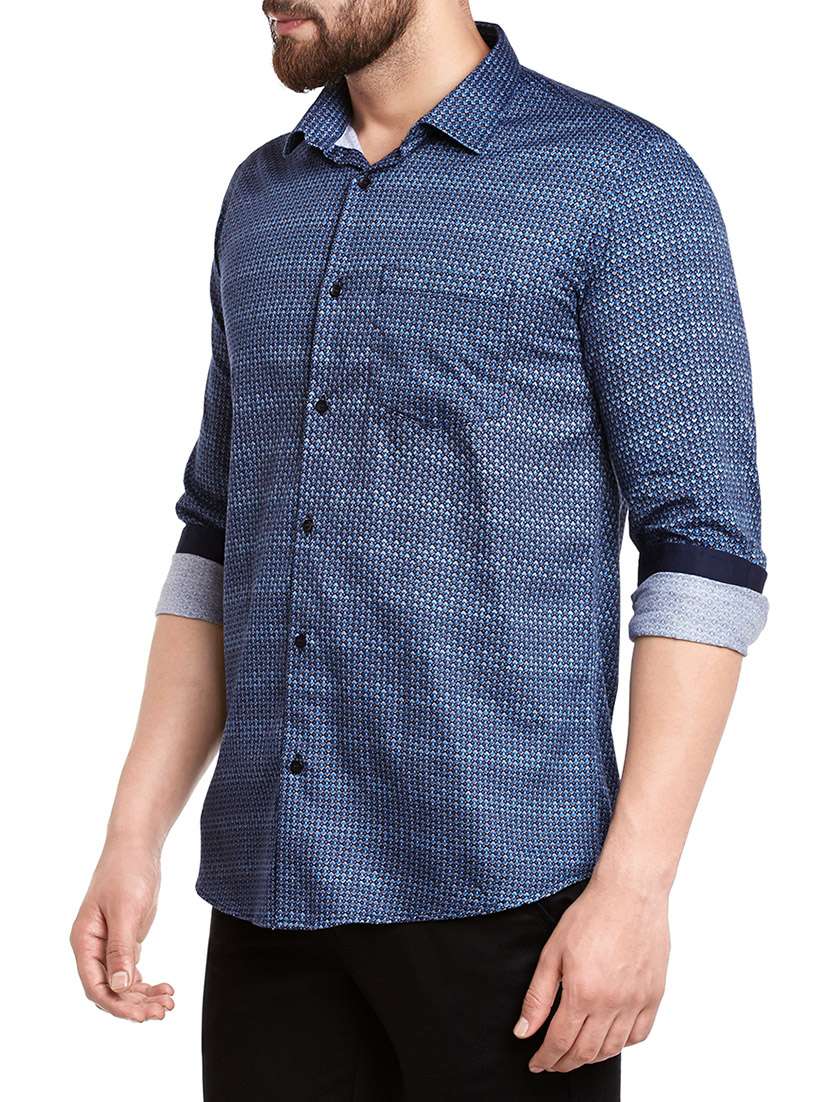 blue cotton blend casual shirt - 13974397 - Standard Image - 1