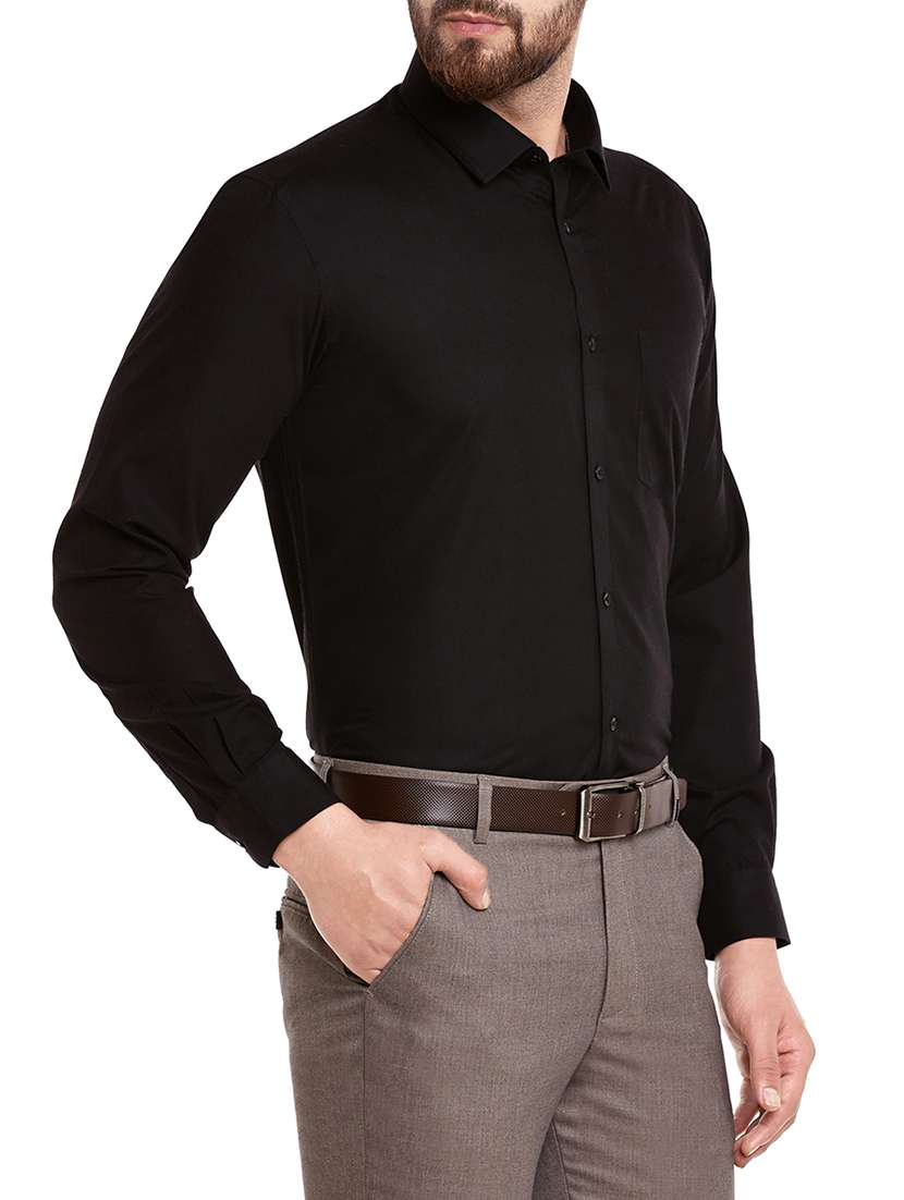 black cotton blend formal shirt - 13974403 -  Standard Image - 1