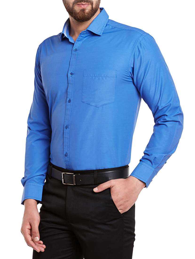 blue cotton blend formal shirt - 13974406 - Standard Image - 1