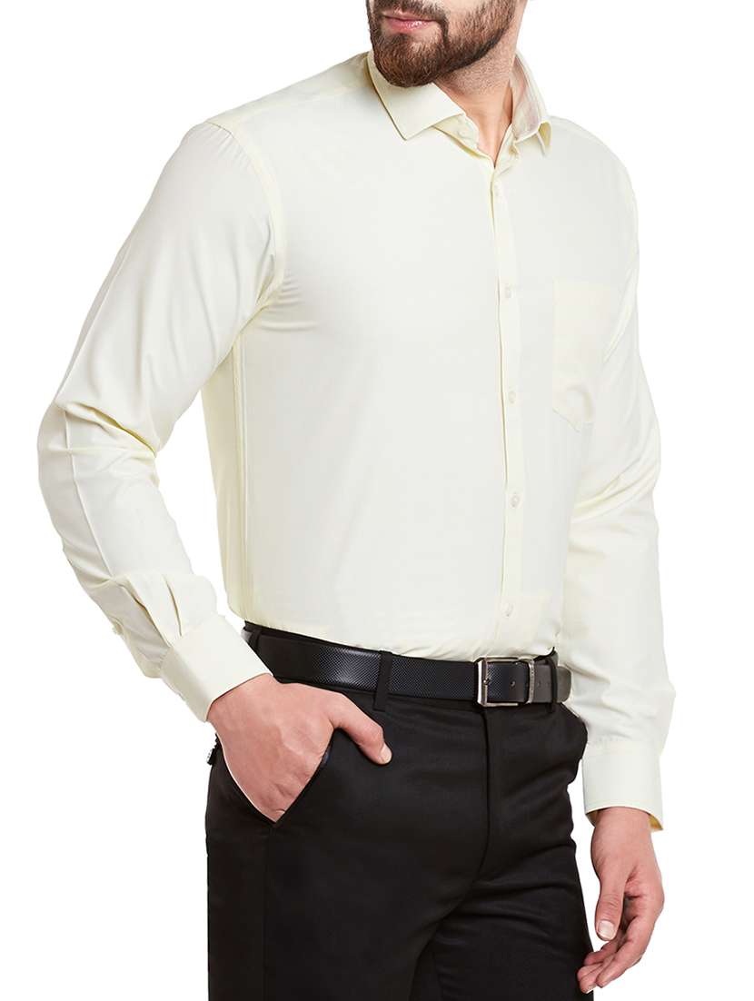 yellow cotton blend formal shirt - 13974407 - Standard Image - 1