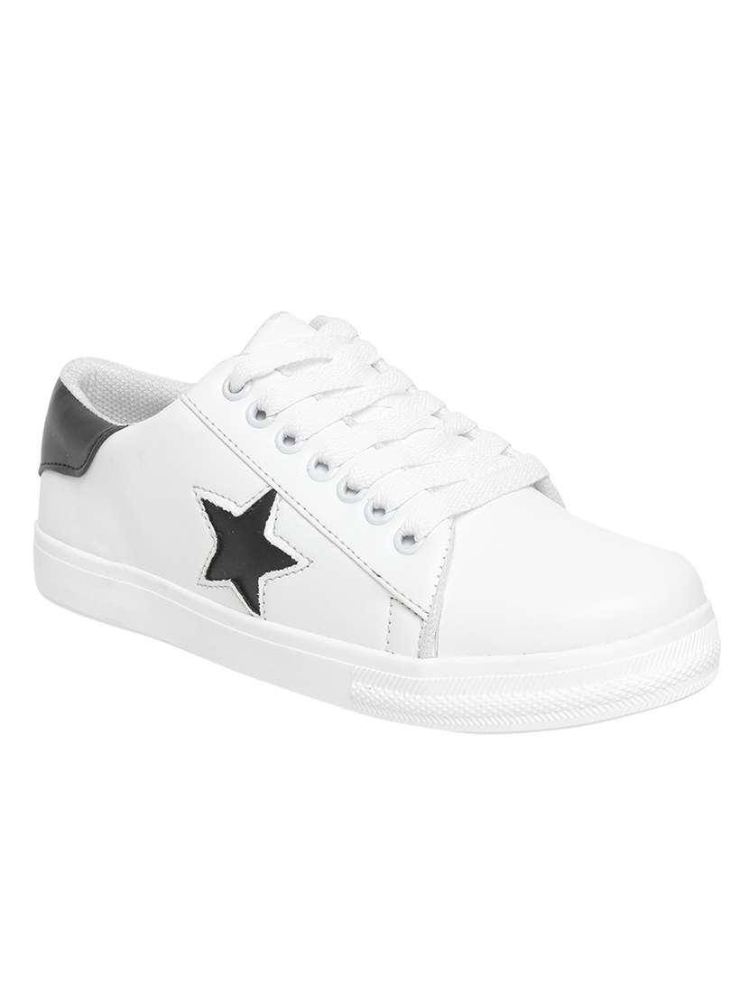 white faux leather laceup sneakers