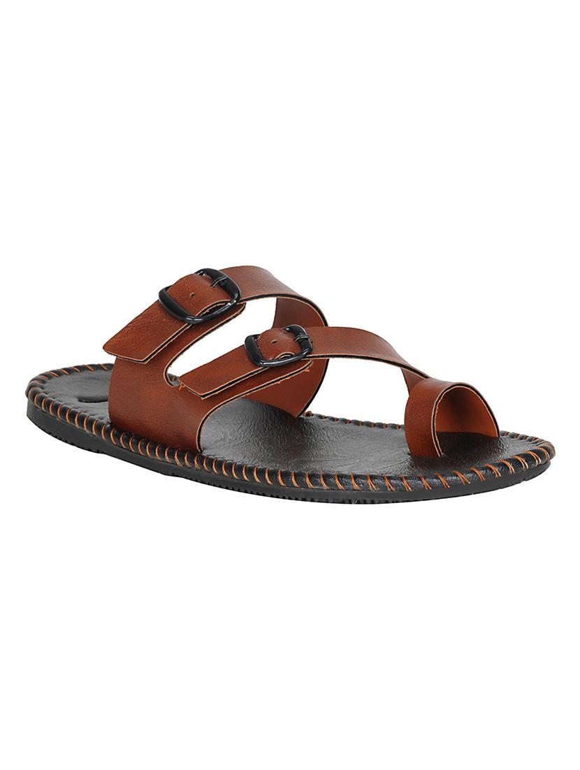 brown leatherette slip on slipper - 13977238 -  Standard Image - 1