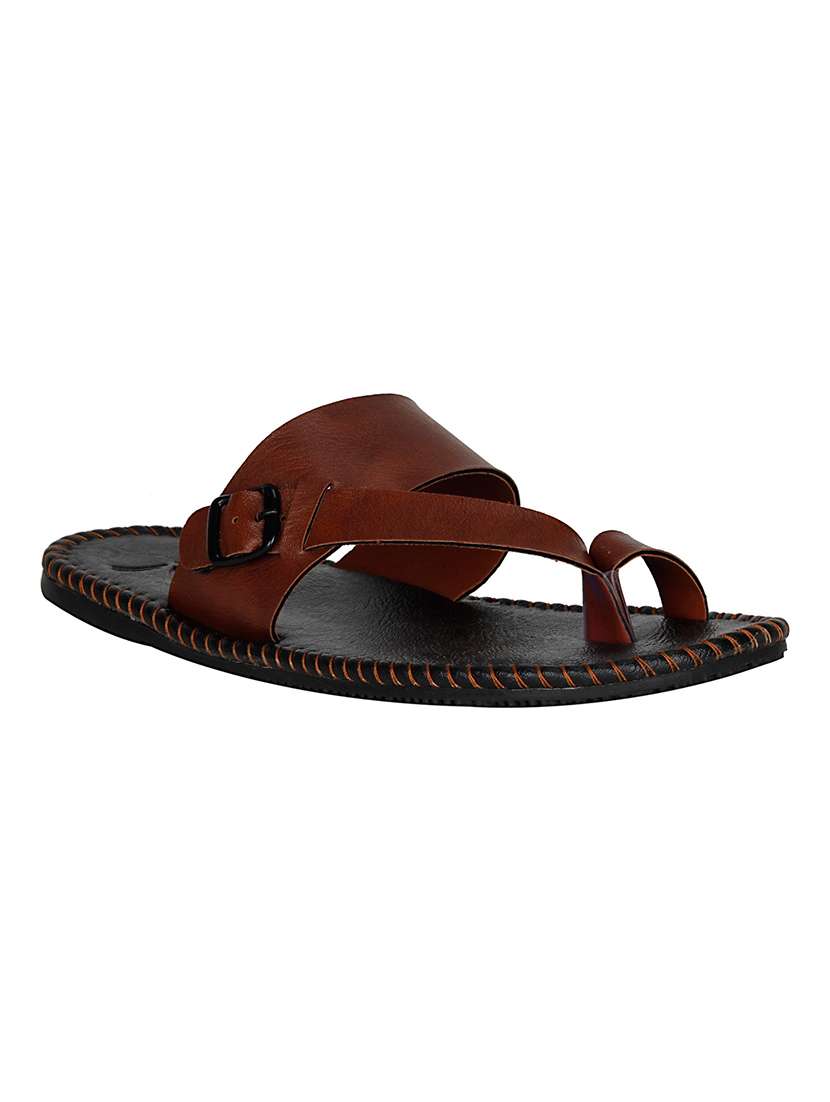 brown leatherette slip on slipper - 13977240 -  Standard Image - 1