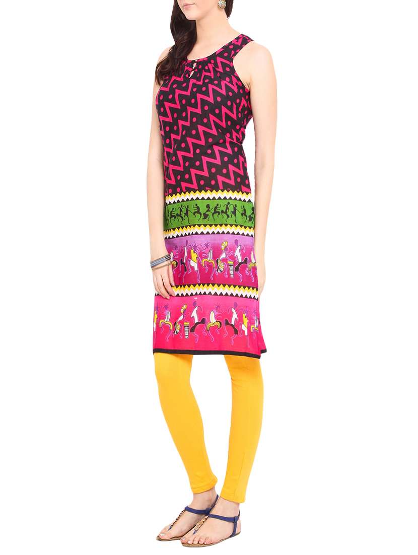 pink colored cotton straight kurta - 13978696 -  Standard Image - 1