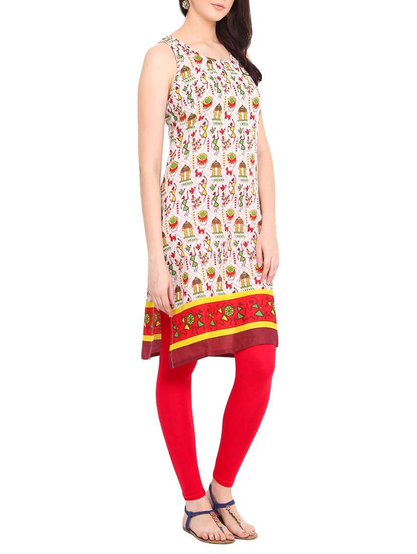 beige cotton straight kurta - 13978699 -  Standard Image - 1