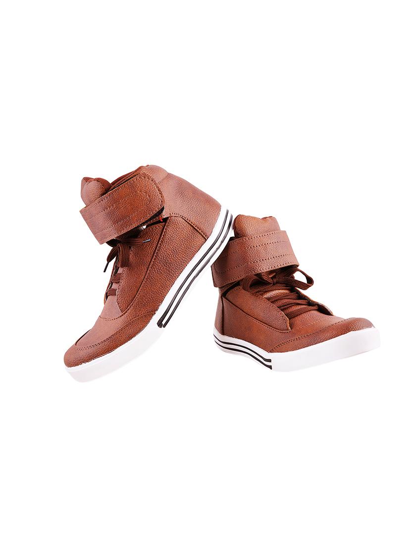 brown leatherette lace up sneaker - 13979080 - Standard Image - 1