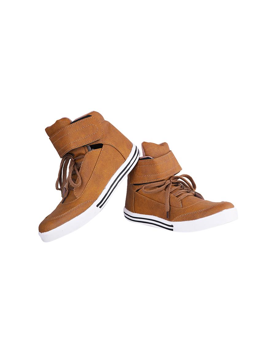 tan leatherette lace up sneaker - 13979082 -  Standard Image - 1