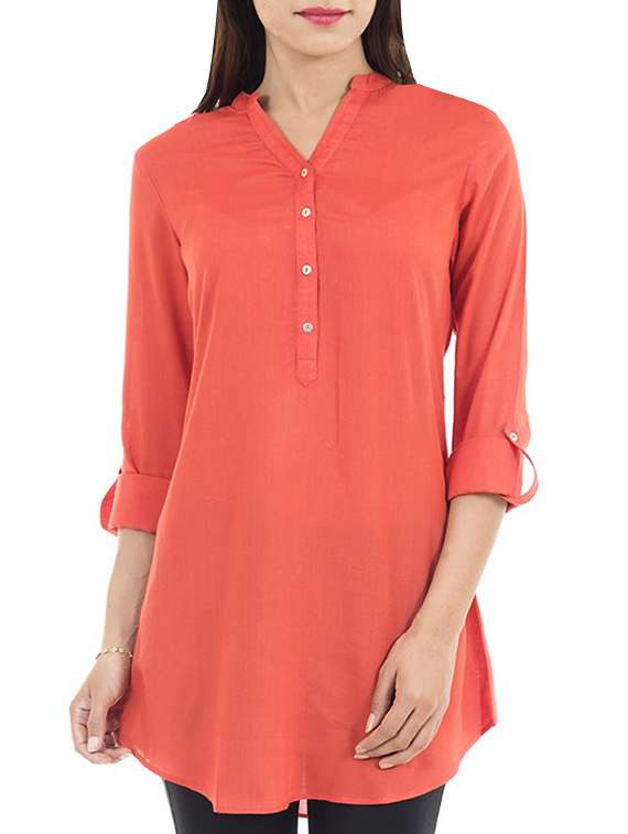 orange rayon regular tunic