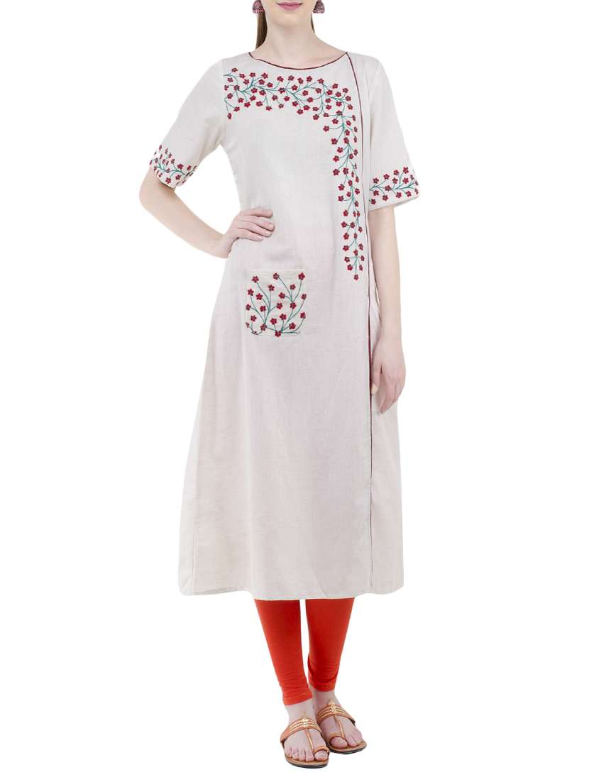 cream khadi a-line kurta