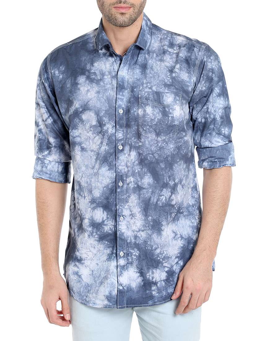blue tie & dye casual shirt