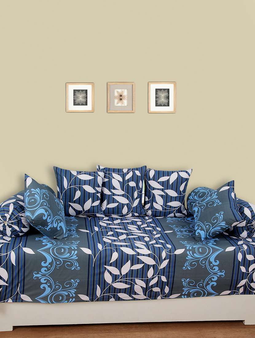 140 tc printed cotton set of 8 pcs diwan set