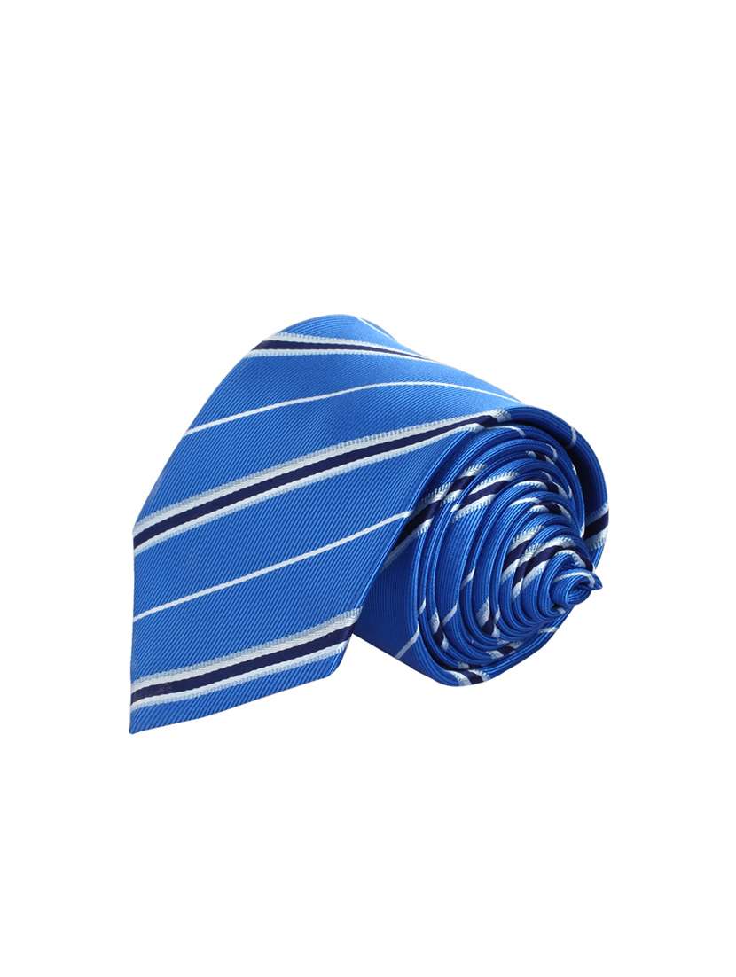 blue polyester tie and pocket square set