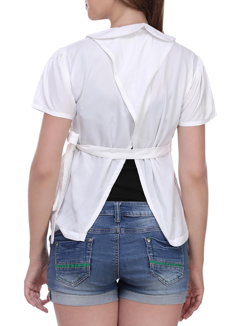 white shirt with overlap back - 13996927 -  Standard Image - 1