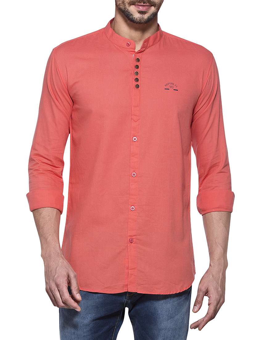 red cotton casual shirt