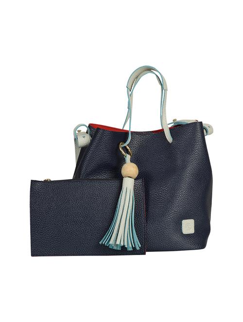 blue leatherette handbag - 14001669 - Standard Image - 0
