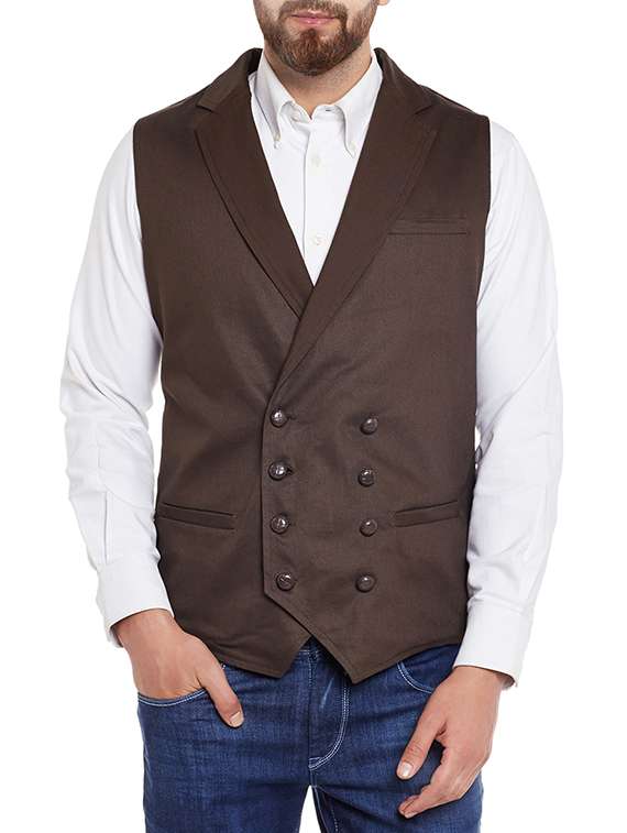 brown cotton waist coat